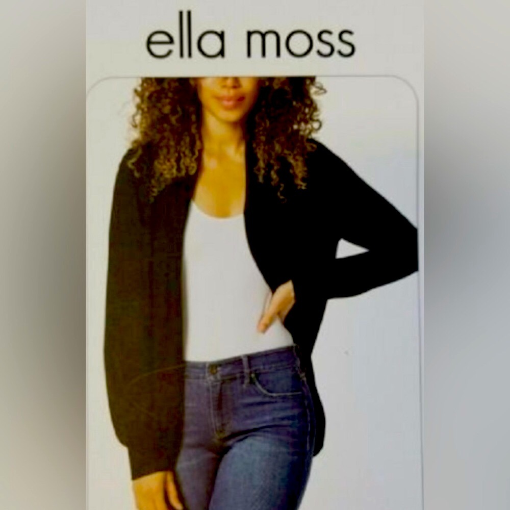Ella Moss Classic Black Open-Front Cardigan in Size Small, Excellent Condition